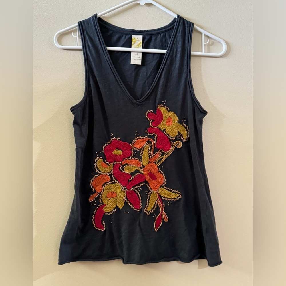 Embroidered with Beads Tank Top